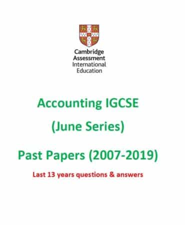 Accounting Past Papers IGCSE Cambridge Paper