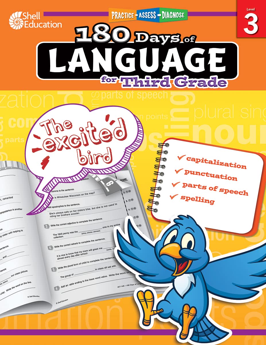 180 Days of Language for Third Grade – Build Grammar Skills and Boost Reading Comprehension Skills with this 3rd Grade Workbook (180 Days of Practice) 1st Edition