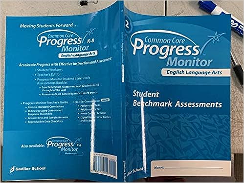 Common Core Progress Monitor English Language Arts Student Benchmark Assessments Grade 2