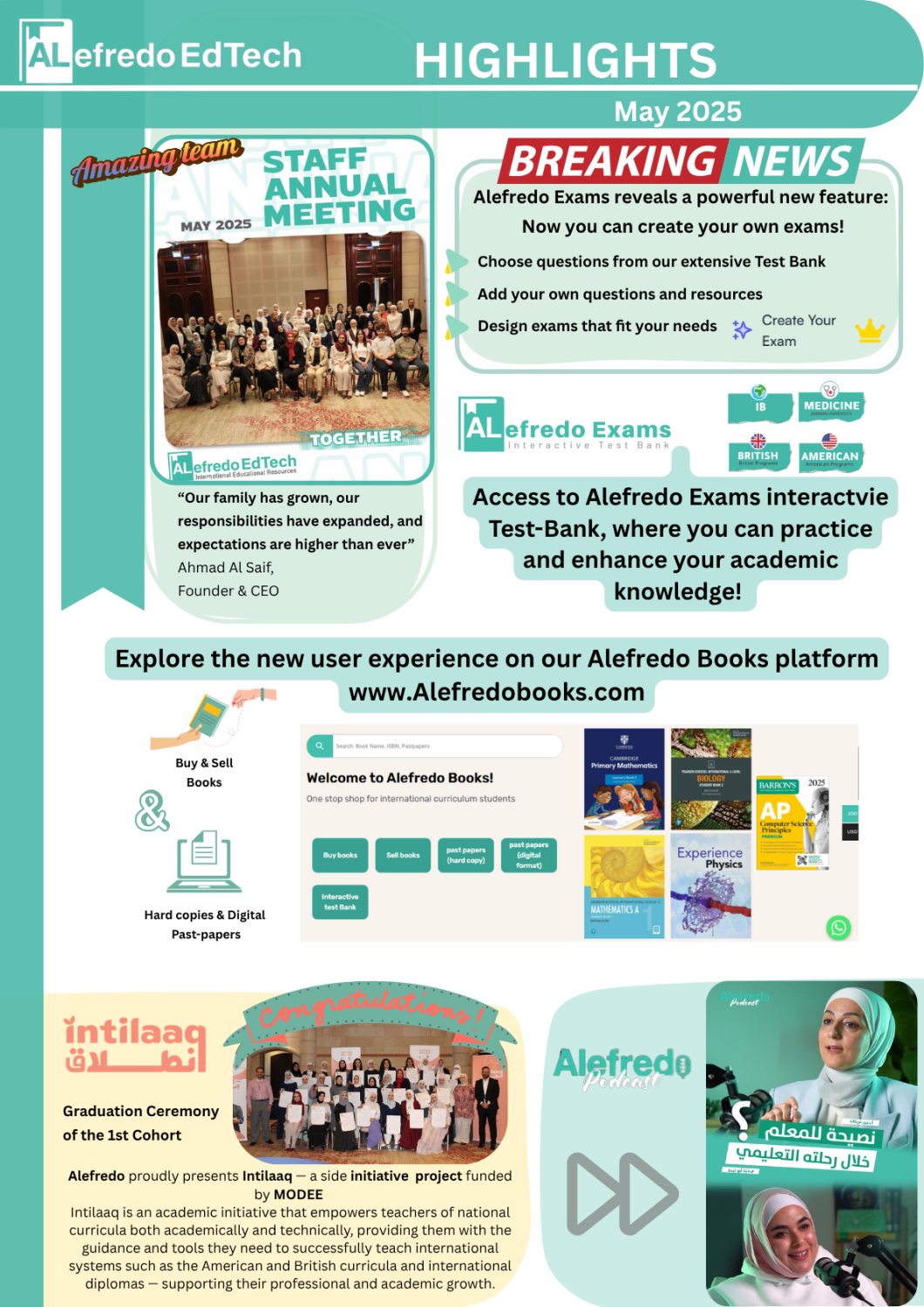 Alefredo EdTech | May 2025 Highlights: Team, Innovation & Intilaaq